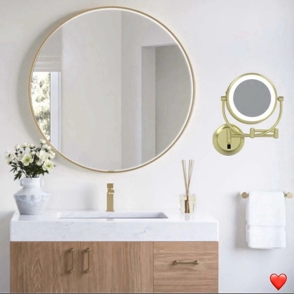 Kimball & Young Magnifying LED Lighted Makeup Mirror Brushed Brass Hardwired - Picture 2 of 16